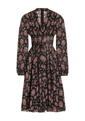 Dolce & Gabbana long-sleeves floral midi dress - Black