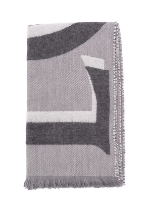 LOEWE logo fringed scarf - Grey
