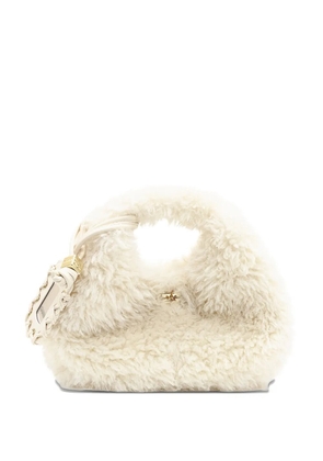 GANNI fur hobo mini tote bag - Neutrals