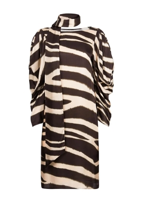 Nina Ricci zebra-print midi dress - Brown