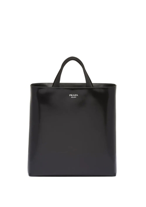 Prada logo-stamp leather tote bag - Black