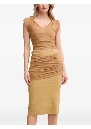 PINKO draped midi dress - Neutrals