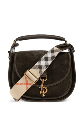 Burberry small B Clip check-strap leather tote bag - Green