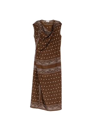 P.A.R.O.S.H. Soy paisley cowl-neck dress - Brown