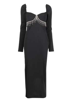 ANOUKI rhinestone-trim low-back dress - Black