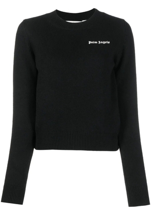 Palm Angels logo-embroidered ribbed-knit jumper - Black