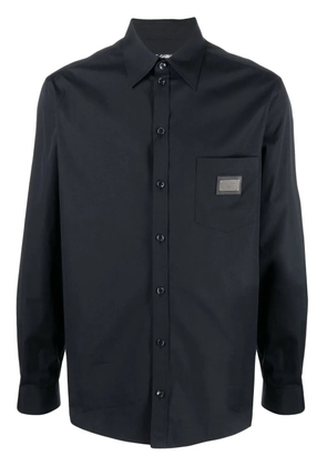 Dolce & Gabbana logo-plaque cotton-poplin shirt - Black