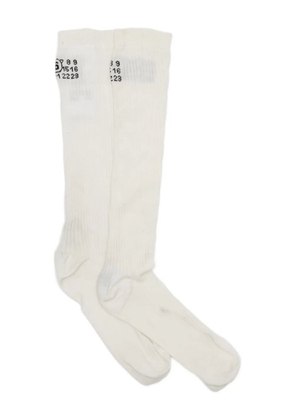 MM6 Maison Margiela Numeric logo ribbed socks - White