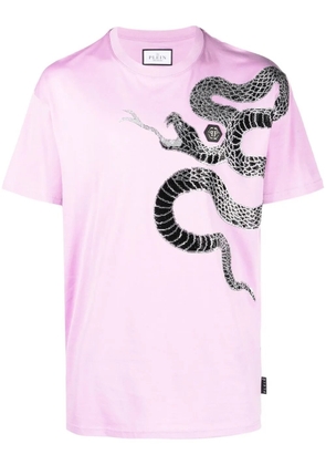 Philipp Plein embellished snake-print T-shirt - Neutrals