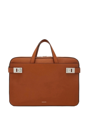 Ferragamo gancini buckles briefcase - Brown