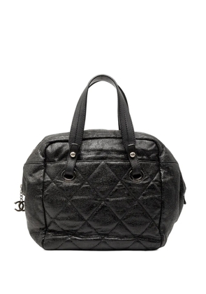 CHANEL Pre-Owned 2008-2009 Quilted Coated Canvas Paris Biarritz Bowler Bag handbag - Black