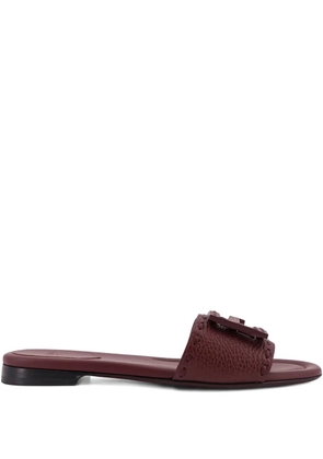 FENDI embossed logo strap sandals - Brown