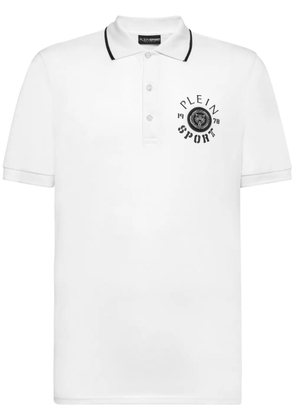 Plein Sport logo-appliqué cotton polo shirt - White