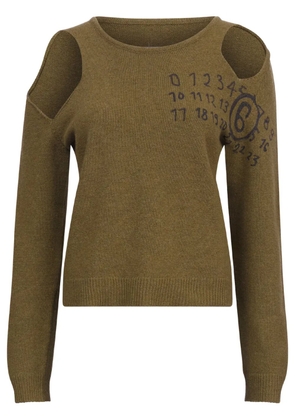 MM6 Maison Margiela number-print cut-out jumper - Green