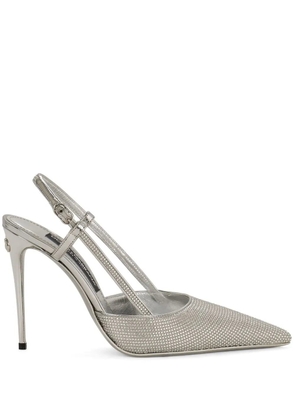 Dolce & Gabbana KIM DOLCE&GABBANA embellished satin slingback pumps - Silver