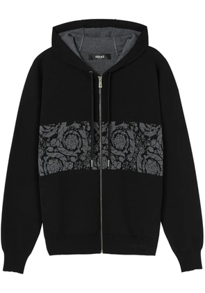 Versace Barocco-jacquard zip-up hoodie - Black