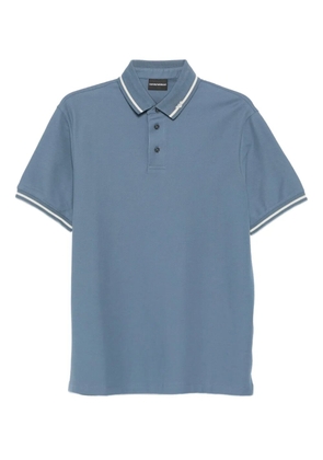 Emporio Armani tipped-collar cotton polo shirt - Blue