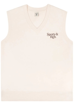 Sporty & Rich Bardot logo-print cotton vest - Neutrals