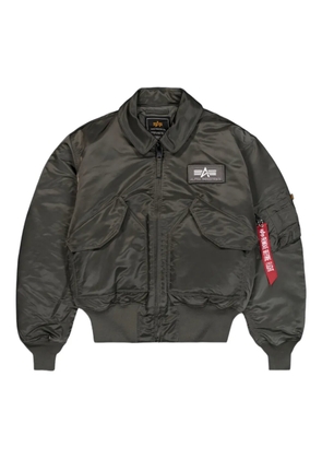 Alpha Industries logo-detail ribbed bomber jacket - Grey