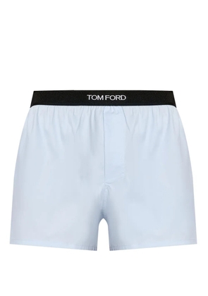 TOM FORD logo-waistband cotton boxer shorts - Blue