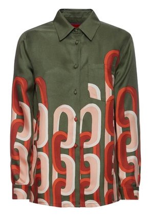 La DoubleJ silk geometric print shirt - Green