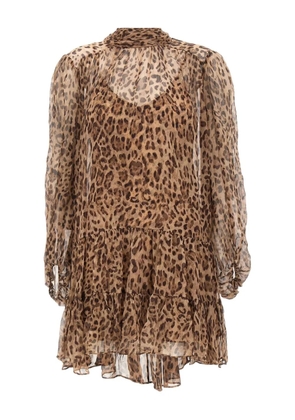 Rixo Anaya animal-print scarf mini dress - Brown