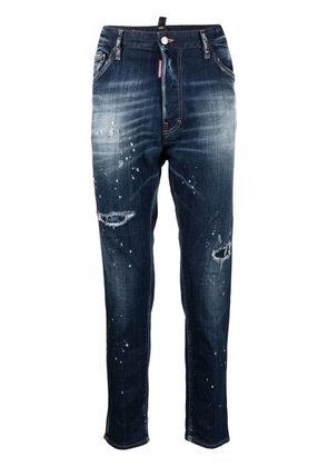 DSQUARED2 paint-splatter ripped skinny jeans - Blue