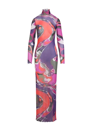 PUCCI orchidee-print tulle maxi dress - Purple