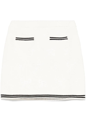 Self-Portrait bow-jacquard mini skirt - White