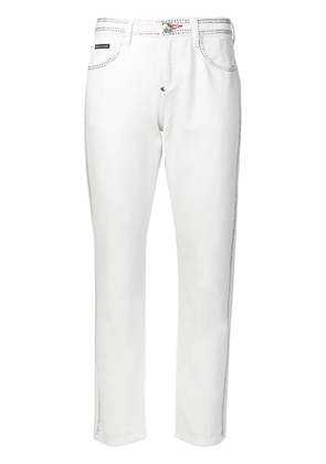 Philipp Plein crystal embellished slim-fit jeans - White