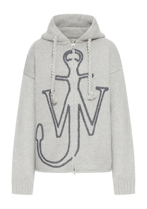 JW Anderson wool anchor-embroidery hoodie - Grey