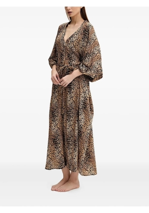 Melissa Odabash Bonnie leopard print V-neck kaftan - Neutrals