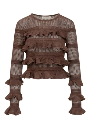 ZIMMERMANN panelled ruffled top - Brown