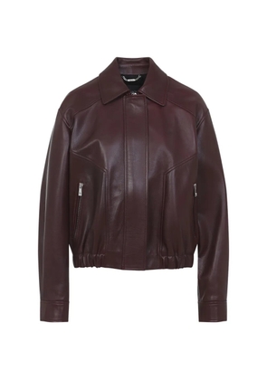 Versace zipped leather jacket - Brown