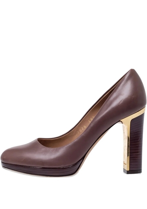 Ferragamo Pre-Owned 95mm leather heeled pumps - Brown