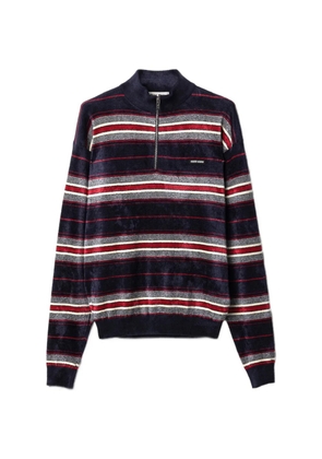 Miu Miu striped half-zipper chenille sweater - Blue