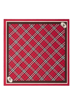 Burberry checked silk scarf - Red