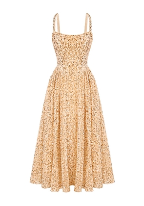 POST MERIDIEM sequin corset midi dress - Neutrals