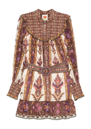 FARM Rio beaded belted mini dress - Neutrals