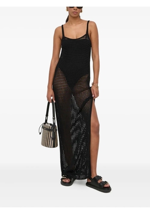 Patrizia Pepe open-knit slit maxi dress - Black