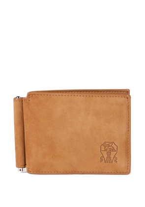 Brunello Cucinelli nubuck money clip wallet - Brown