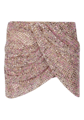 Self-Portrait crystal-embellished mini skirt - Pink