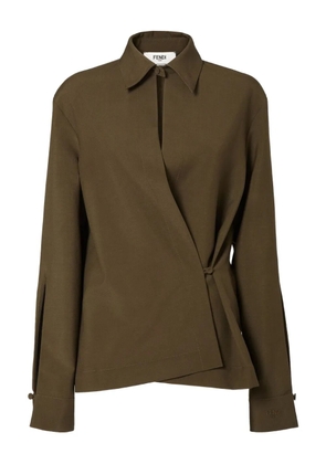 FENDI asymmetric wool-mohair blouse - Green