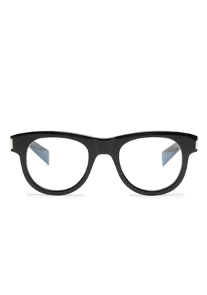 Saint Laurent Eyewear logo-engraved round-frame glasses - Black