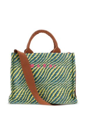 Marni small logo-detail tote bag - Green