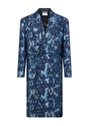 Philipp Plein jacquard double-breasted coat - Blue