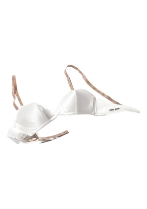 Miu Miu logo-patch satin bra - White
