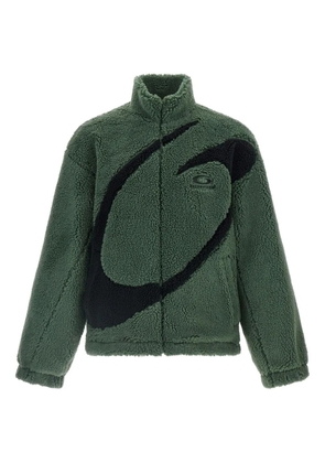 Balenciaga logo-embroidered sherpa jacket - Green
