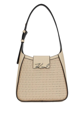 Karl Lagerfeld K/signature woven-detail shoulder bag - Neutrals