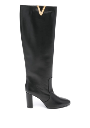 Via Roma 15 80mm V-plaque knee-high boots - Black